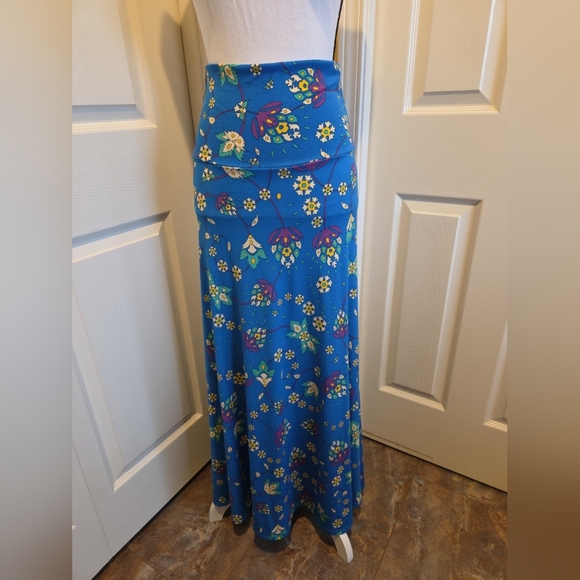 LULAROE BLUE FLORAL MAXI SKIRT, SIZE XS, NEW - Picture 2 of 8